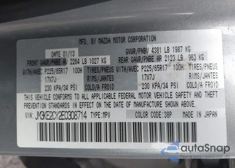 2014 Mazda Cx-5 Touring from USA, damaged, VIN JM3KE2CY2E0308714